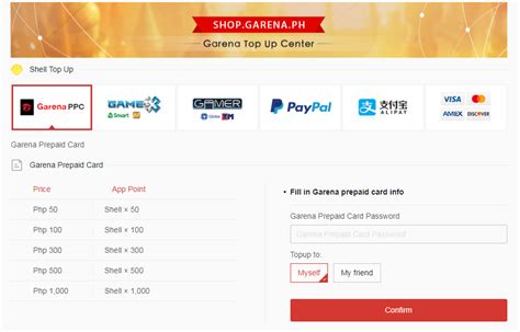 garena shells top up.